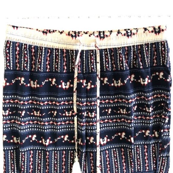 Wide leg multi-colored drawstring waist loose flowy pants - Picture 8 of 12